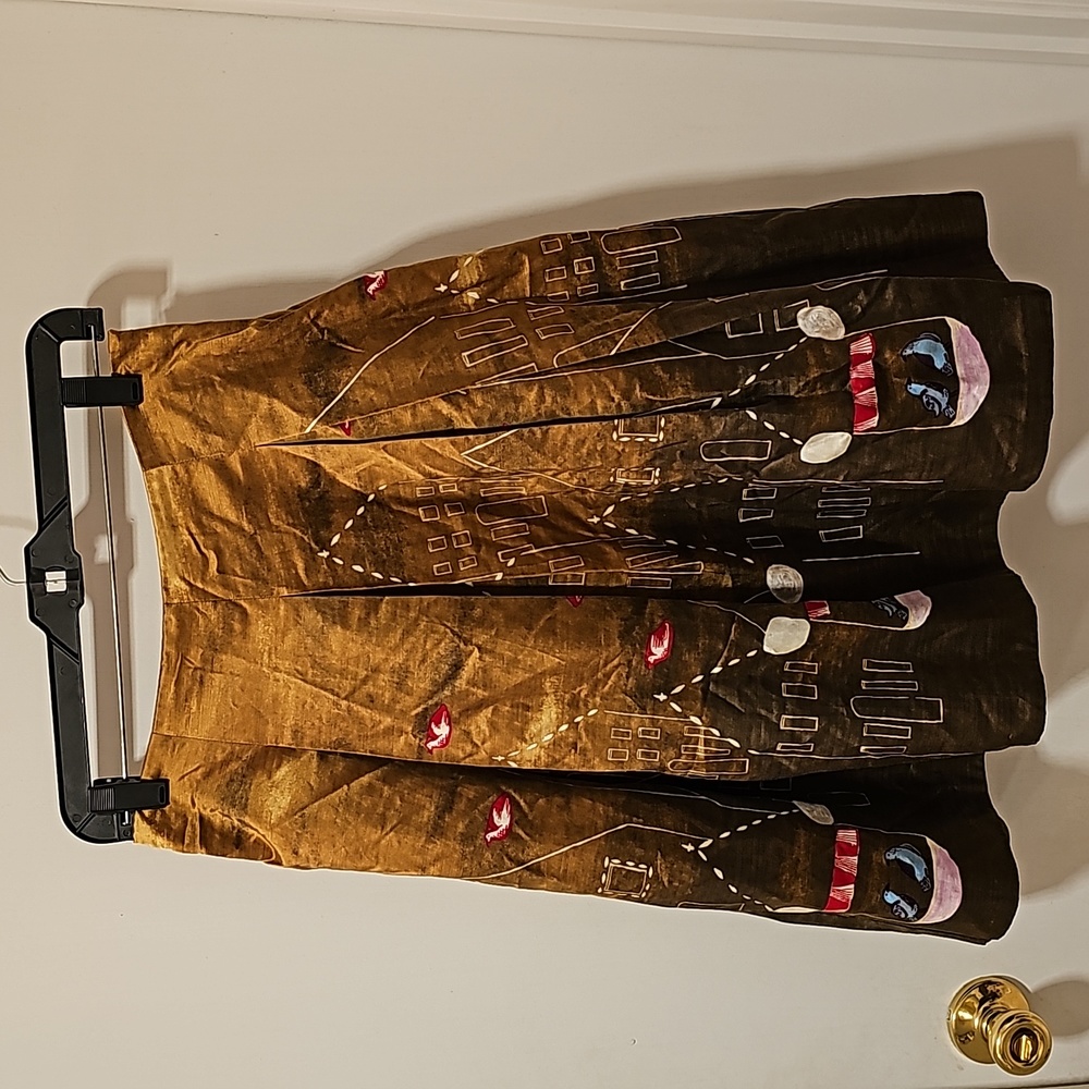 Maeve Bird Skirt Silk Blend Anthropologie Pleated Size 0